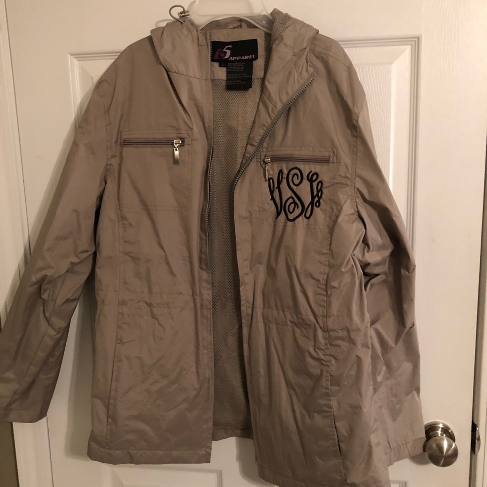 Monogrammed rain jacket